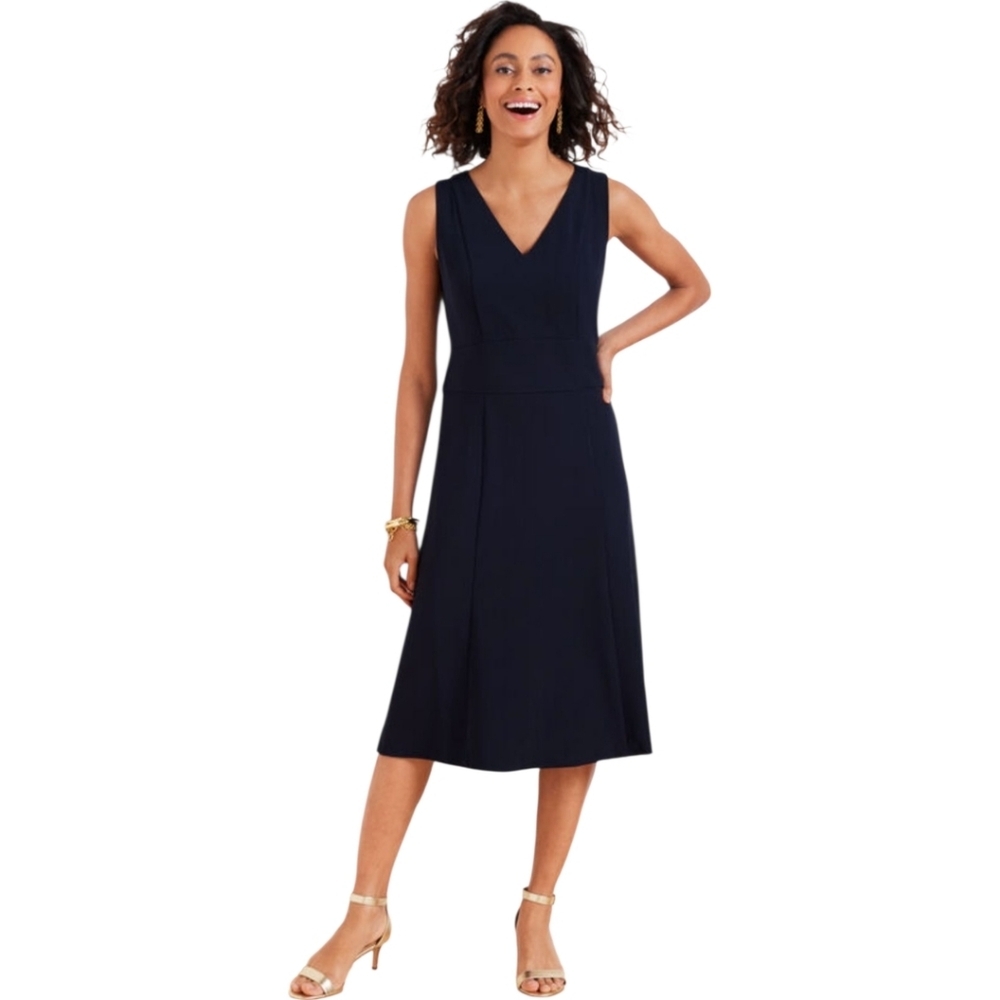 Talbots Black Sleeveless Midi Length Dress‎ Size 12